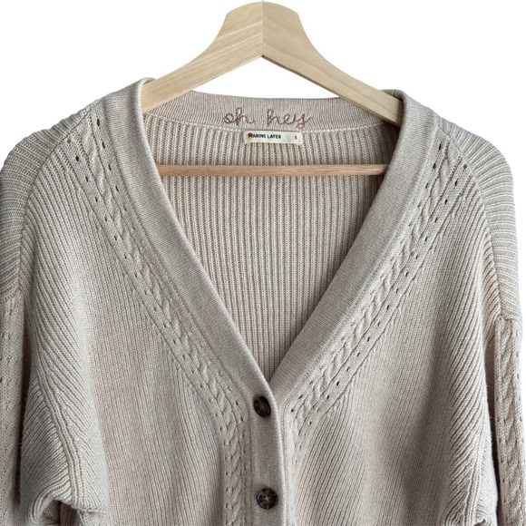 Marine Layer Robin Crop Cardigan in Oatmeal Sz S Cozy Basics Classic Fall Winter - Picture 6 of 9
